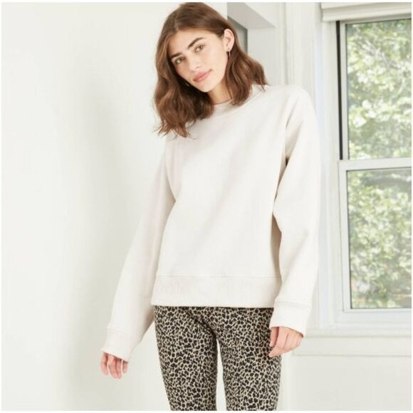 A New Day Women’s Soft Fleece Crewneck Sweatshirt White XL - Picture 1 of 5